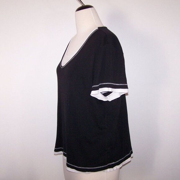 Made for Life T Shirt Top Womens Plus 3X Comfy Short Sleeve Black White Stretch - Picture 6 of 10
